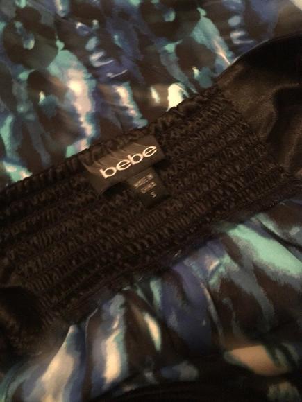 Bebe Shirt Top Size S Small Multi Color Blue / Black Halter Top - Picture 7 of 7